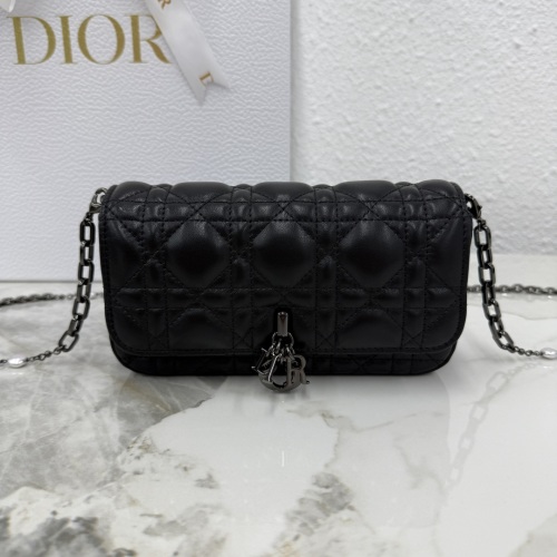 Dior Talk Phone Bag in Black Lambskin with Cannage Stitching and Chain 1 Dior Talk Phone Bag in Black Lambskin with Cannage Stitching and Chain