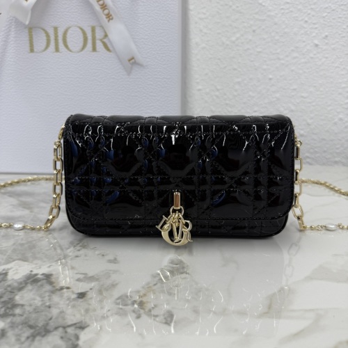 Dior My Dior Talk Black Patent Leather Phone Bag with Chain 1 Dior My Dior Talk Black Patent Leather Phone Bag with Chain