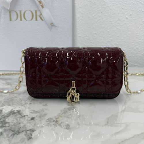 Dior My Dior Phone Bag Burgundy Patent Calfskin with Pearl Chain 1 Dior My Dior Phone Bag Burgundy Patent Calfskin with Pearl Chain