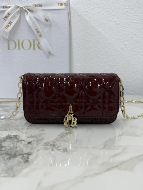 Dior Talk Burgundy Patent Leather Phone Bag with Chain and 'D.I.O.R.' Charm 1 Dior Talk Burgundy Patent Leather Phone Bag with Chain and 'D.I.O.R.' Charm