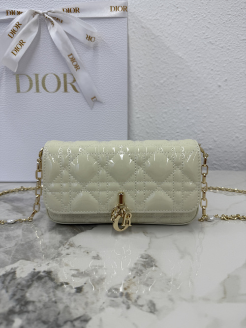 Dior Talk Phone Bag in Nude Patent Calfskin with Cannage Stitching 1 Dior Talk Phone Bag in Nude Patent Calfskin with Cannage Stitching