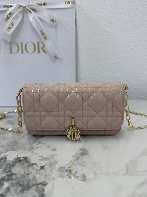 Dior Caro Phone Holder Bag Pink Patent Calfskin with Cannage Stitching 1 Dior Caro Phone Holder Bag Pink Patent Calfskin with Cannage Stitching