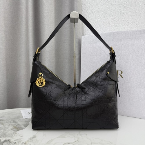 Dior Voyage Medium Black Crinkled Calfskin Handbag with Cannage Stitching 1 Dior Voyage Medium Black Crinkled Calfskin Handbag with Cannage Stitching