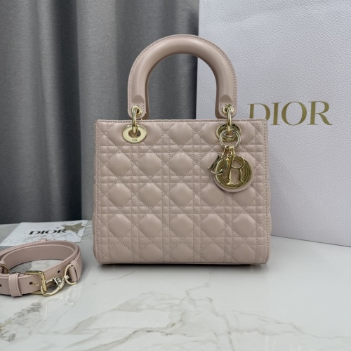 Lady Dior Medium Handbag Powder Pink Lambskin with Cannage Stitching 1 Lady Dior Medium Handbag Powder Pink Lambskin with Cannage Stitching