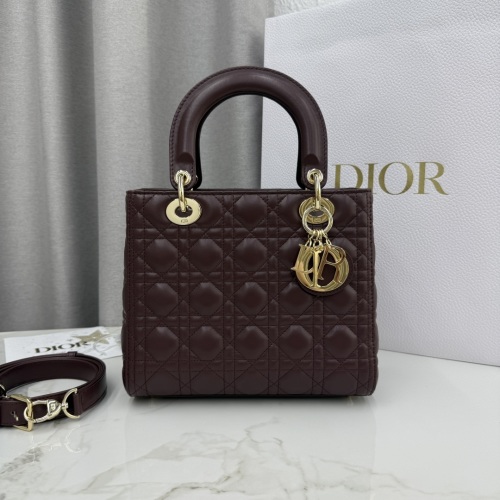 Dior Lady Dior Medium Burgundy Lambskin Bag with Gold Hardware 1 Dior Lady Dior Medium Burgundy Lambskin Bag with Gold Hardware