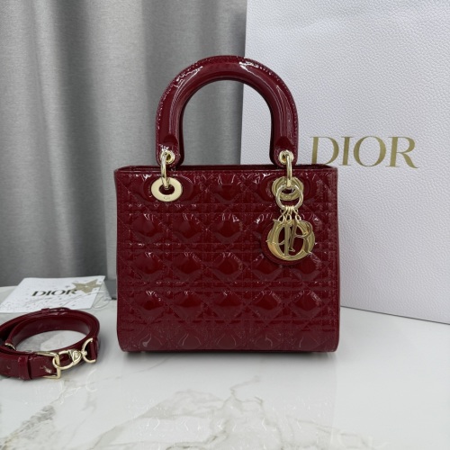 Lady Dior Medium Cherry Red Patent Leather Bag with D.I.O.R. Charms 1 Lady Dior Medium Cherry Red Patent Leather Bag with D.I.O.R. Charms