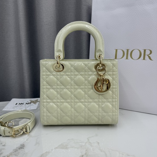 Lady Dior Medium White Patent Calfskin Bag with Cannage Stitching 1 Lady Dior Medium White Patent Calfskin Bag with Cannage Stitching