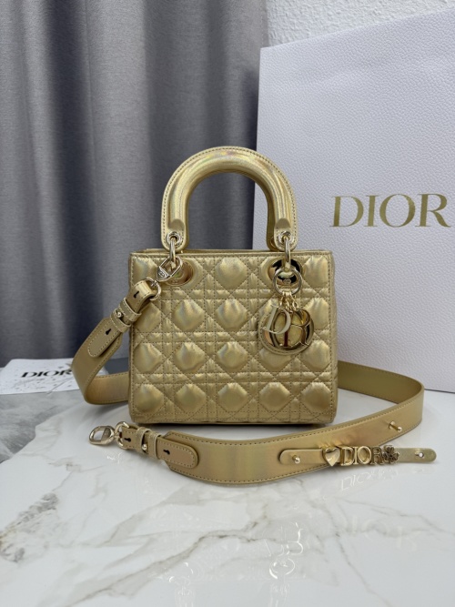 Dior Lady Dior Mini Bag Metallic Lambskin Gold with Charms and Shoulder Strap 1 Dior Lady Dior Mini Bag Metallic Lambskin Gold with Charms and Shoulder Strap