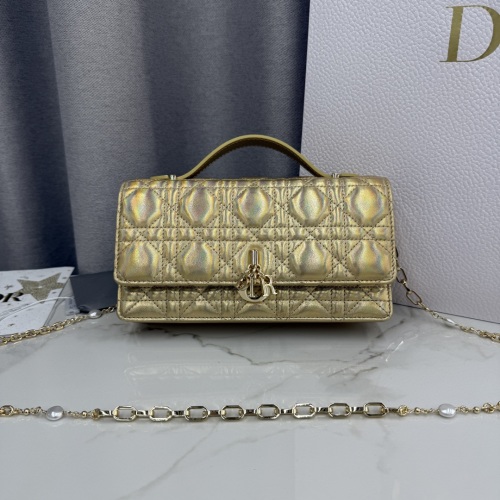 Lady Dior Pearl Embellished Lambskin Clutch with Chain - Gold 1 Lady Dior Pearl Embellished Lambskin Clutch with Chain - Gold