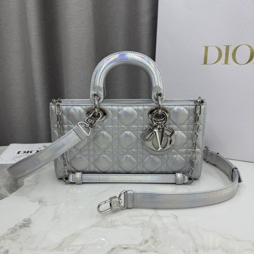 Dior Lady D-Joy Bag Iridescent Silver Lambskin with Cannage Stitching 1 Dior Lady D-Joy Bag Iridescent Silver Lambskin with Cannage Stitching