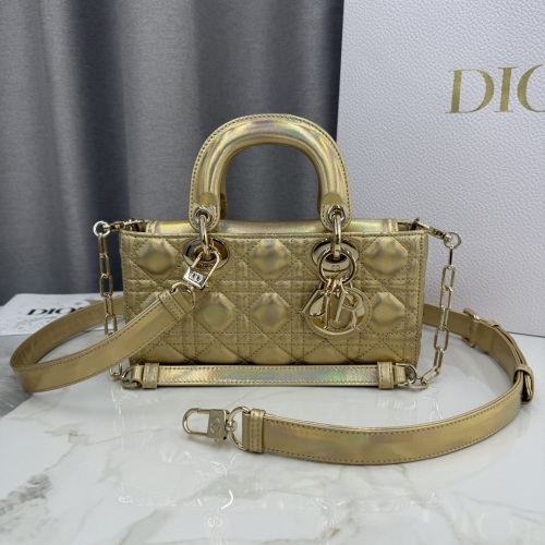 Dior Lady D-Joy Bag, 22cm, Iridescent Gold Lambskin with Chain and Leather Strap 1 Dior Lady D-Joy Bag, 22cm, Iridescent Gold Lambskin with Chain and Leather Strap