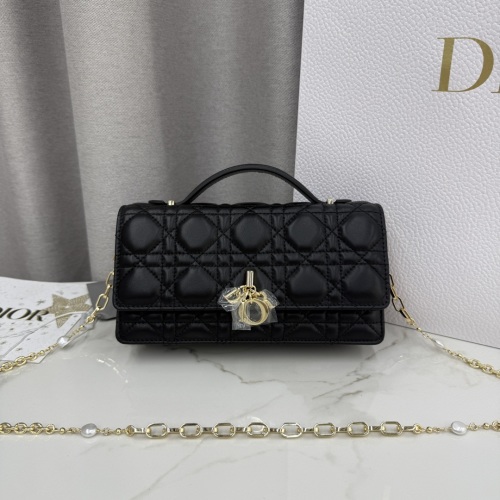 Lady Dior Pearl Embellished Lambskin Clutch with Chain - Black 7 Lady Dior Pearl Embellished Lambskin Clutch with Chain - Black