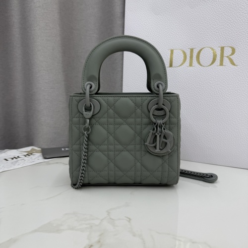 Lady Dior Gray Leather Mini Bag with Chain - Elegant and Versatile 6 Lady Dior Gray Leather Mini Bag with Chain - Elegant and Versatile