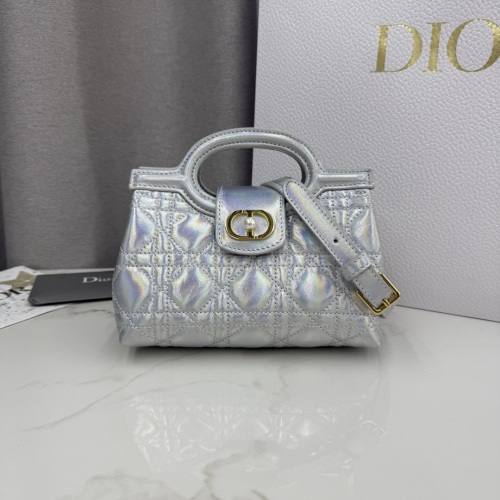 Dior Jolie Silver Lambskin Top Handle Mini Chain Bag with CD Signature 10 Dior Jolie Silver Lambskin Top Handle Mini Chain Bag with CD Signature