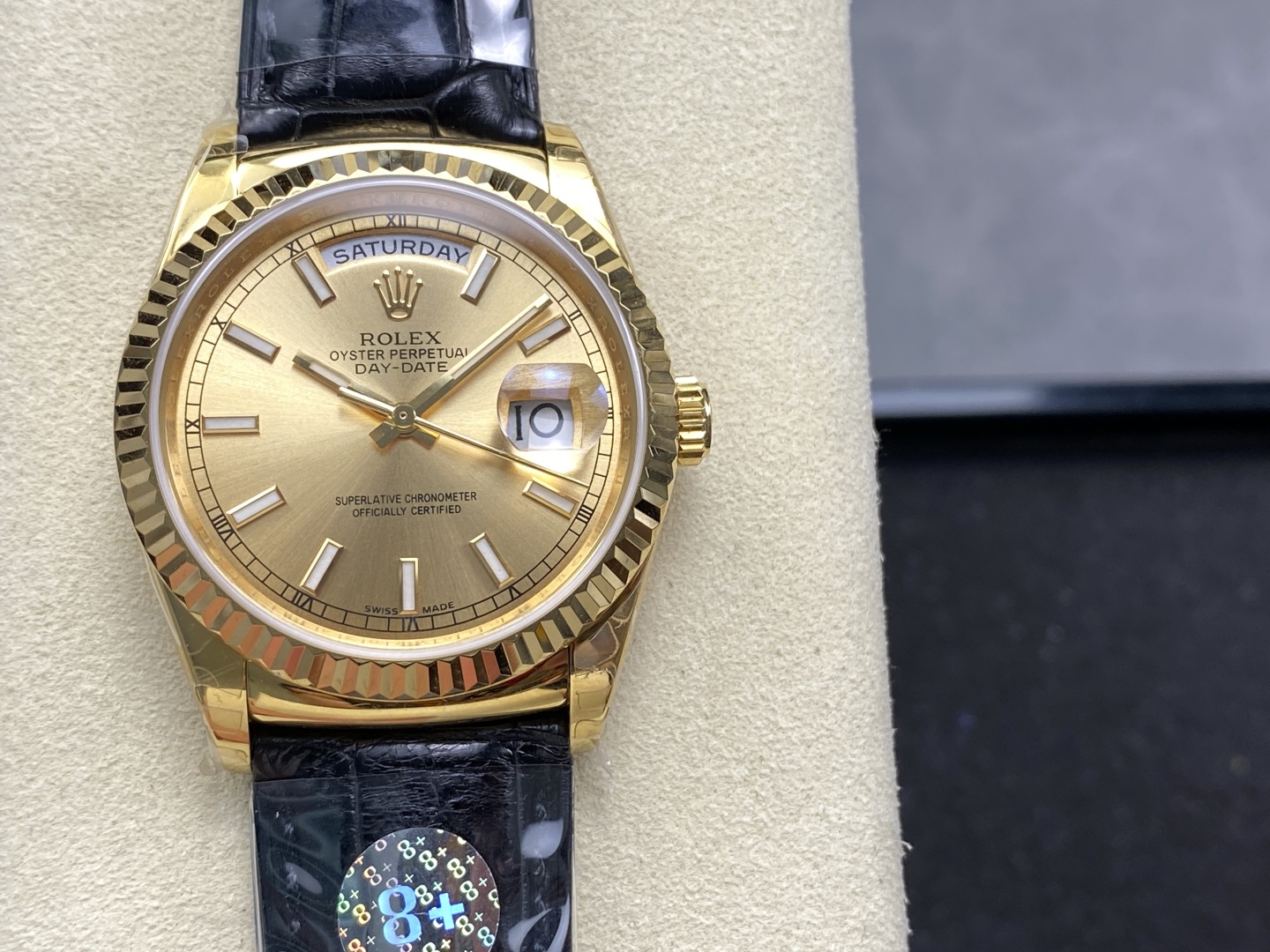 Rolex Day-Date 36mm Gold Dial Black Band Men's Watch 1 cmp i1745347603097 981 0 0