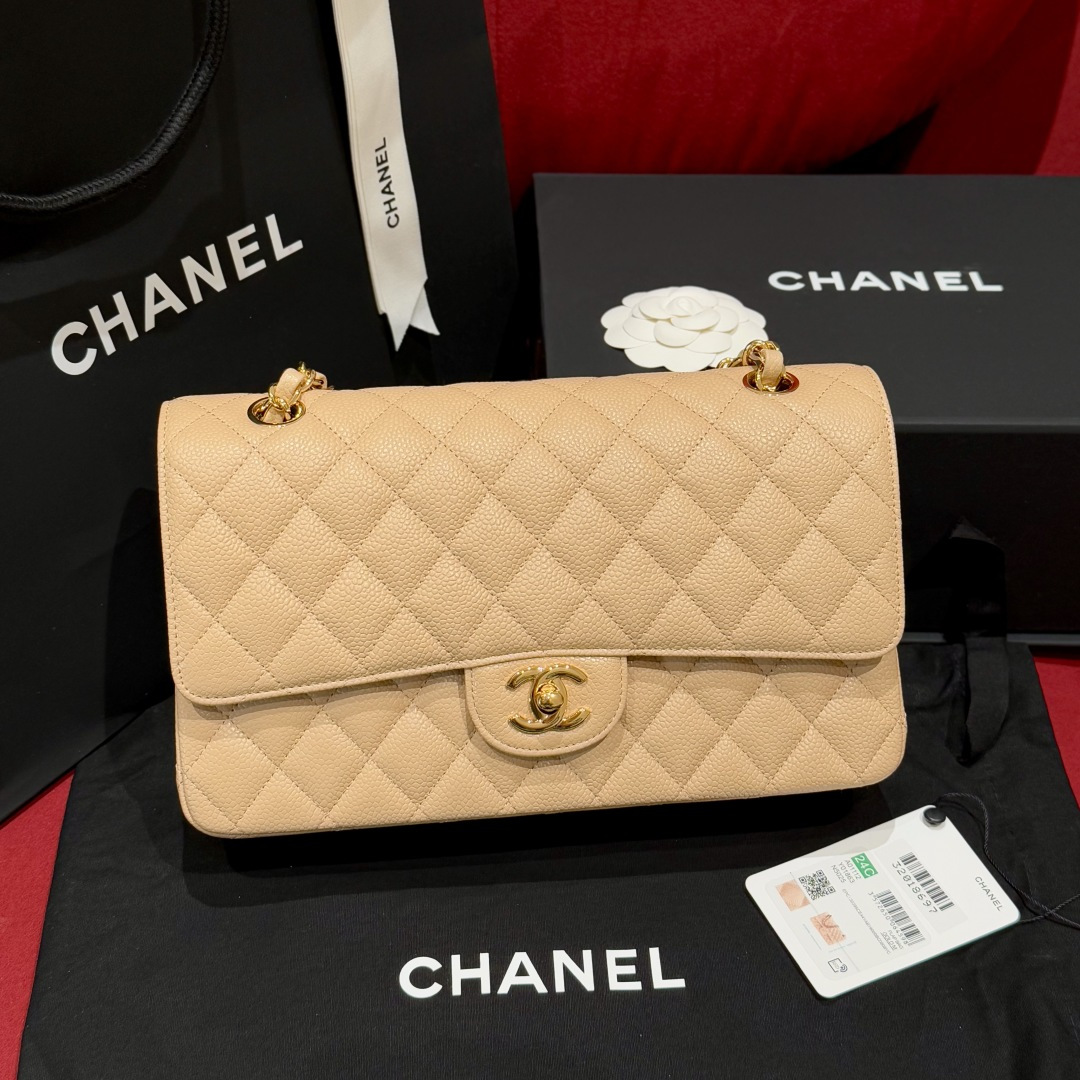 Bolso tipo almeja cf genuino de Xiaoxiang, tamaño mediano de 25,5 cm, modelo popular, clásico y atemporal, toma real de…