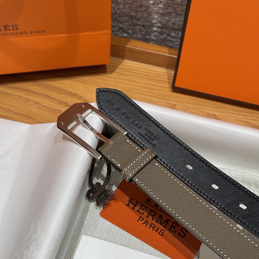 Hermes Epsom Calfskin Leather Belt with Metal Buckle - 26mm Width 5 cmp i1752745003501 2382 0 6