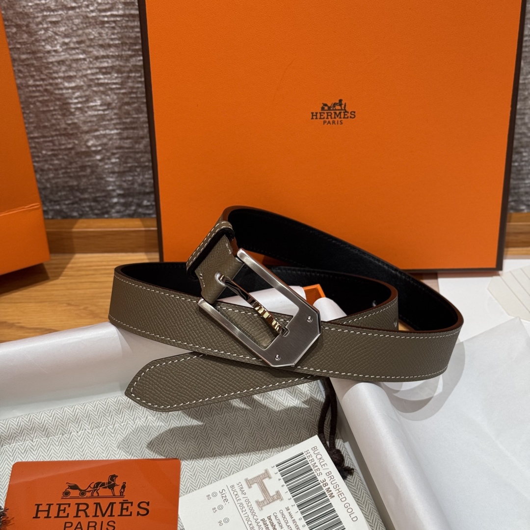 Hermes Epsom Calfskin Leather Belt with Metal Buckle - 26mm Width 2 cmp i1752745003501 6408 0 1