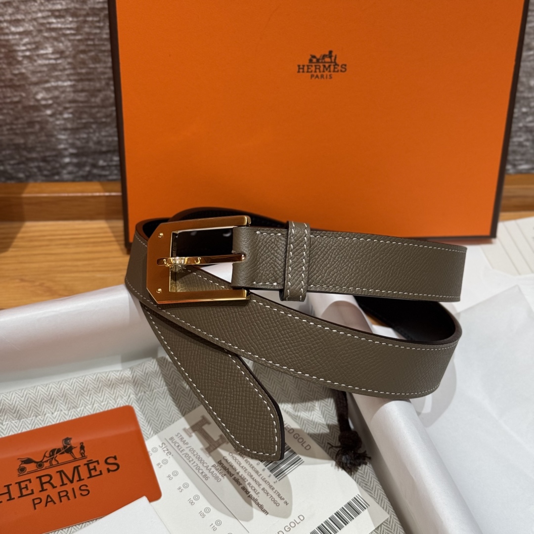 Hermes Epsom Leather Belt with Metal Buckle & 'H' Detail, 26mm Width 2 cmp i1752745019911 4520 0 1
