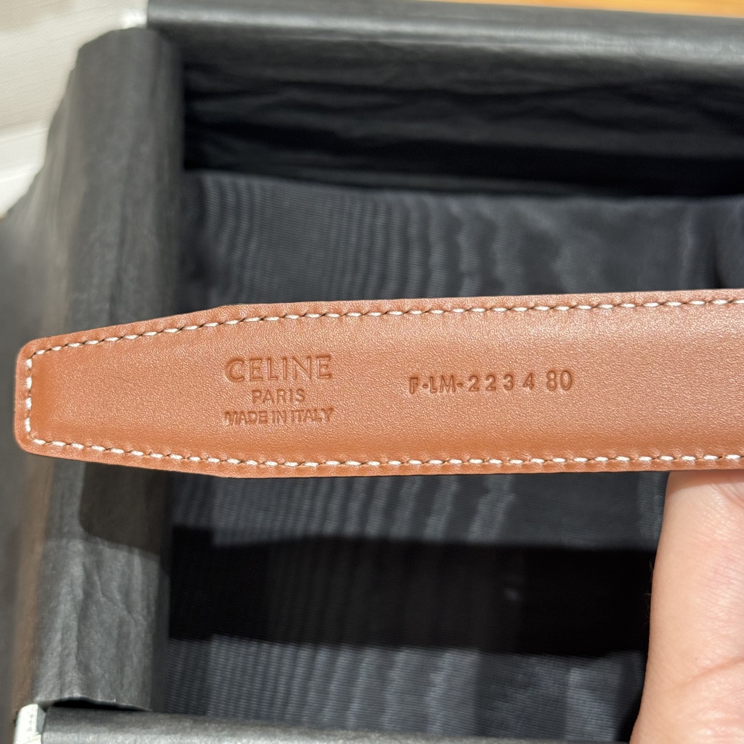 Celine Triomphe 25mm Reversible Belt with Removable Buckle, Tan/Black 10 cmp i1752751621416 4720 0 5
