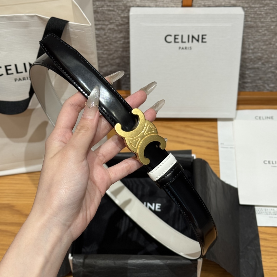 Celine Triomphe Belt, 25mm - Reversible Leather Belt with Detachable Buckle 5 cmp i1752926321019 171 0 6