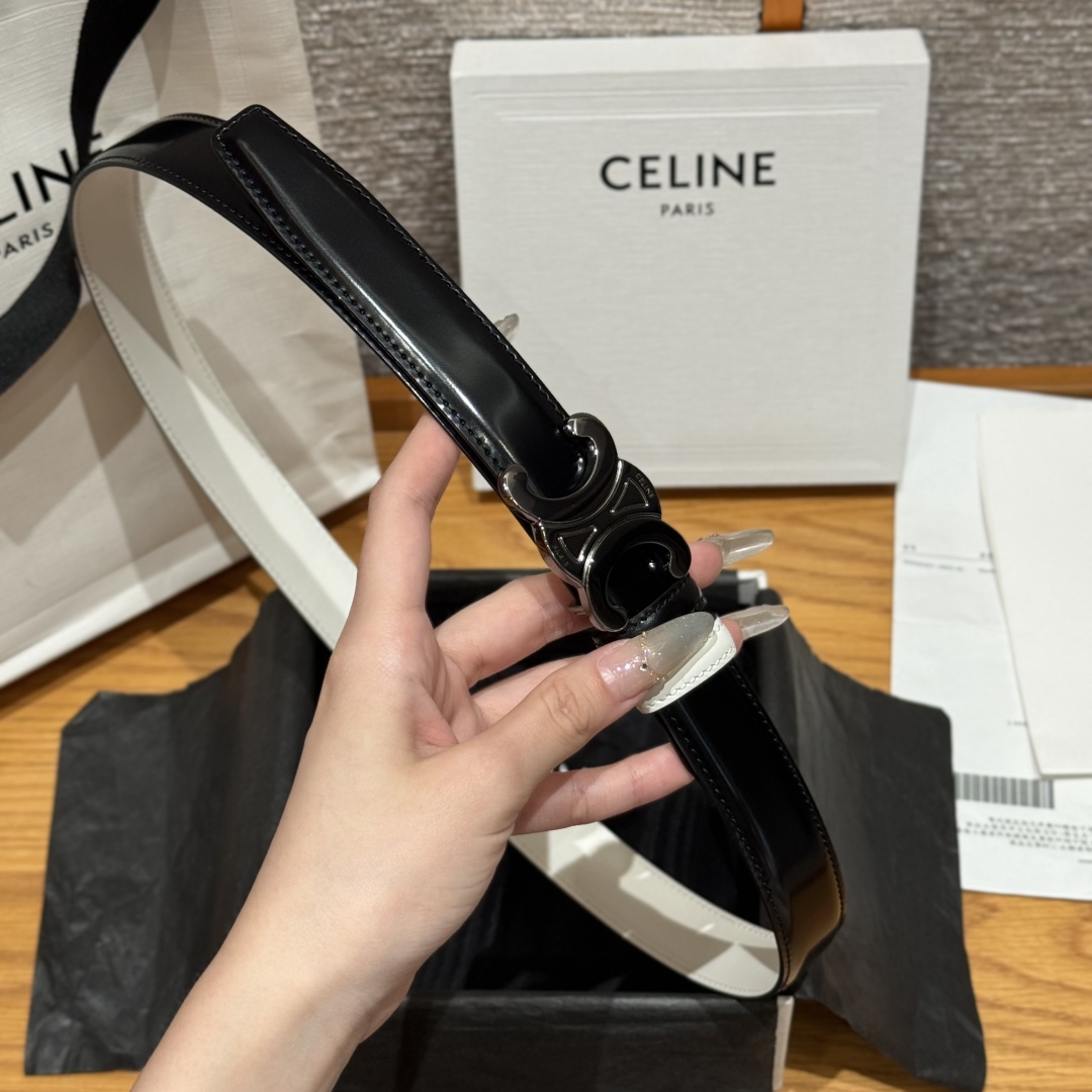 Celine Triomphe Reversible Belt 25mm - Black & White, Adjustable, Iconic Buckle 5 cmp i1752926332888 7589 0 6