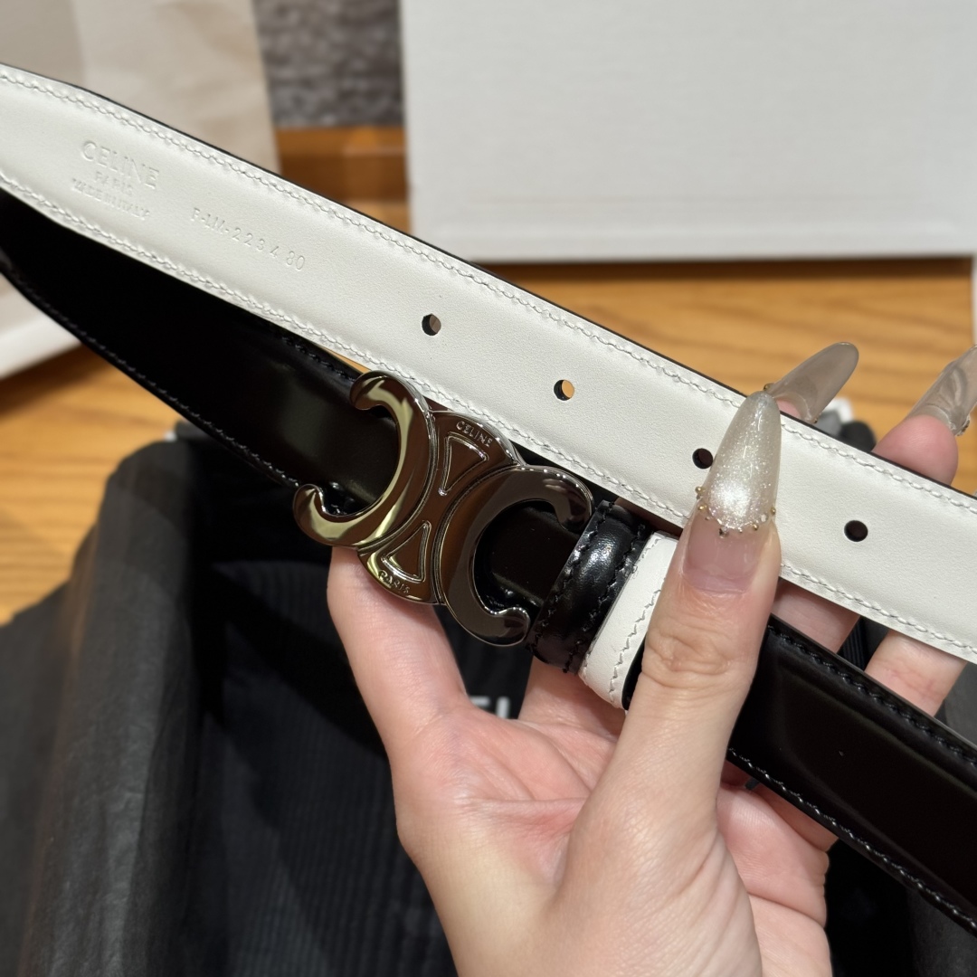 Celine Triomphe Reversible Belt 25mm - Black & White, Adjustable, Iconic Buckle 7 cmp i1752926332914 7253 0 3