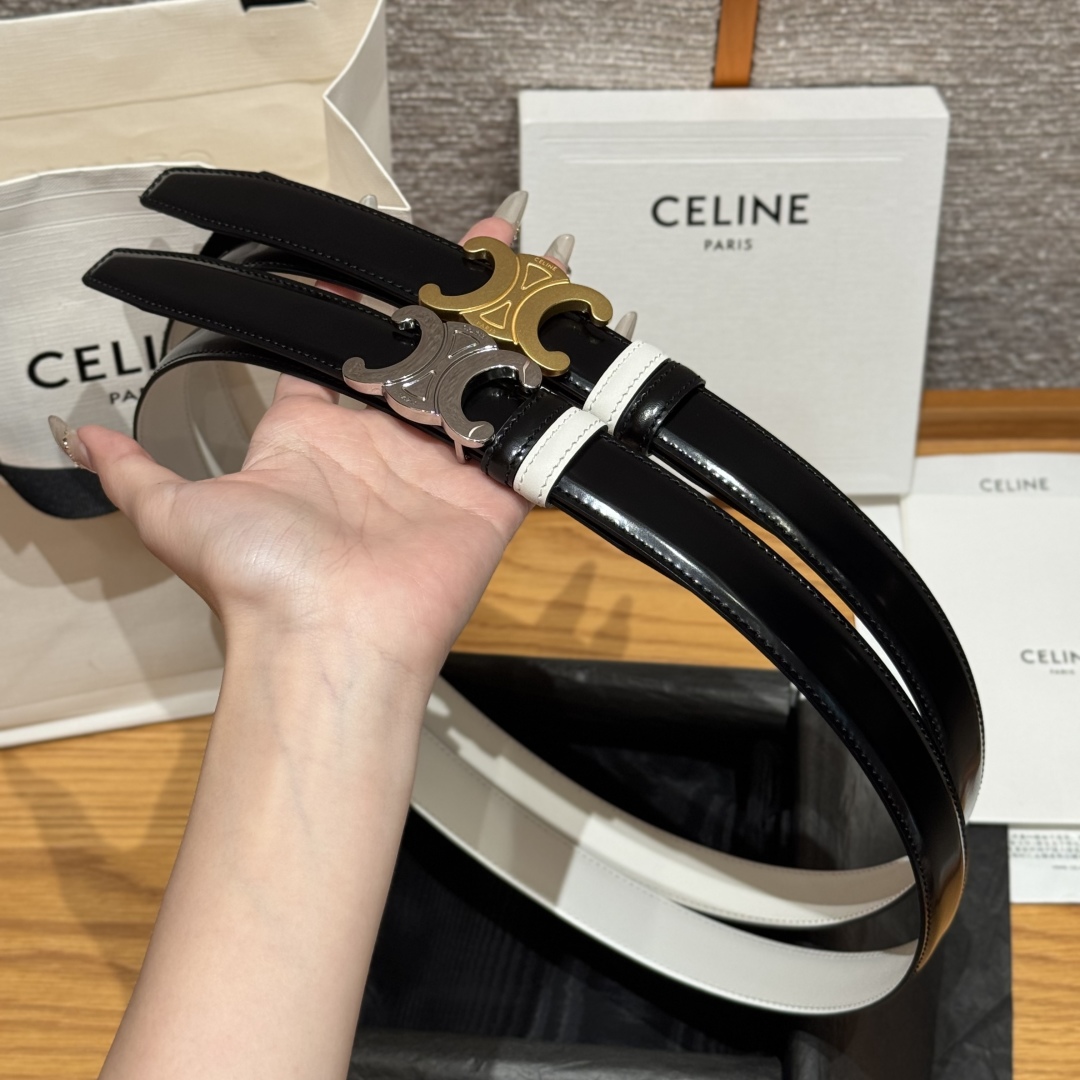 Celine Triomphe 25mm Reversible Belt - Adjustable Buckle, Black Leather 2 cmp i1752926352762 3508 0 5
