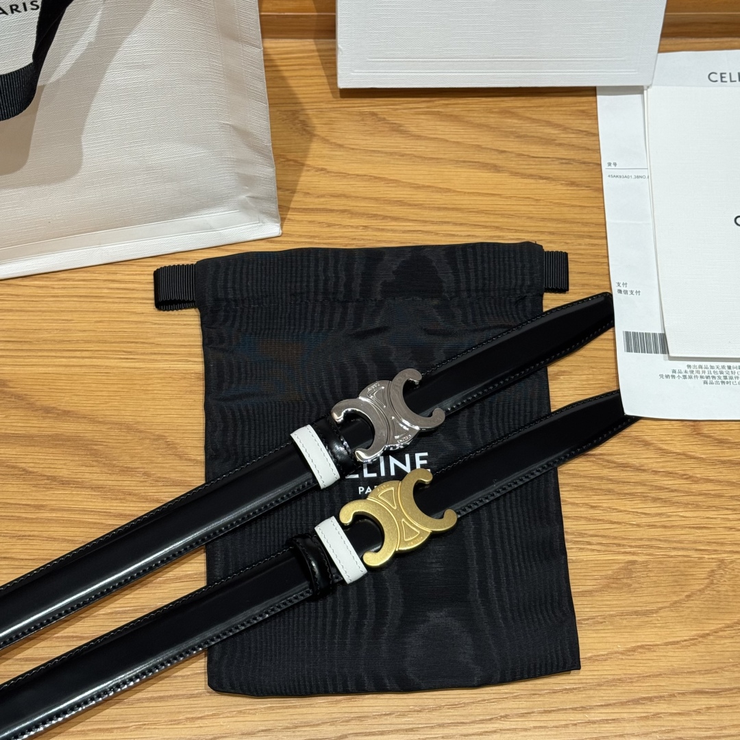 Celine Triomphe 25mm Reversible Belt - Adjustable Buckle, Black Leather 8 cmp i1752926352762 4101 0 7