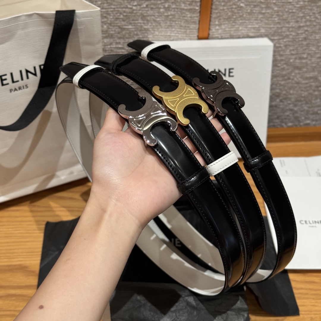 Celine Triomphe 25mm Reversible Belt - Adjustable Buckle, Black Leather 1 cmp i1752926352762 5365 0 1