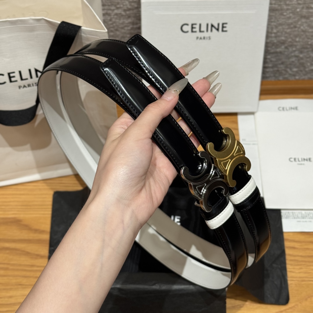 Celine Triomphe 25mm Reversible Belt - Adjustable Buckle, Black Leather 3 cmp i1752926352762 8185 0 6