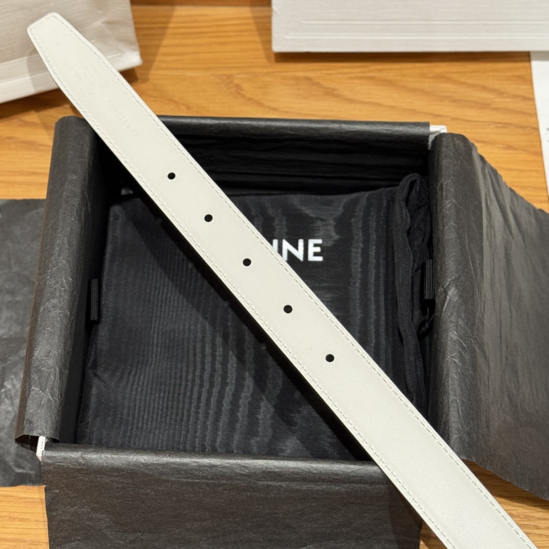 Celine Triomphe Belt 25mm Reversible White Leather with Triomphe Buckle 7 cmp i1752926425570 7563 0 4