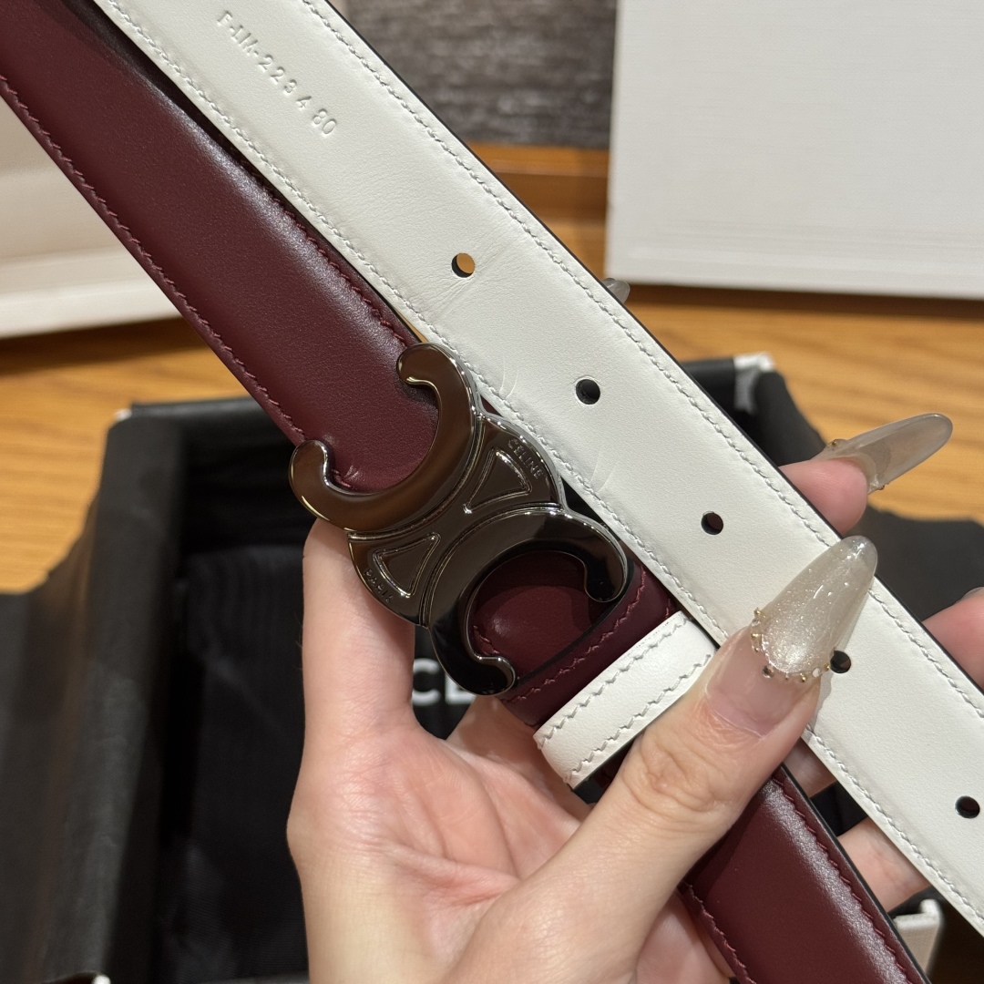 Celine TRIOMPHE Belt 25mm Reversible Burgundy/White, Adjustable & Detachable Buckle 7 cmp i1752926502347 1234 0 3