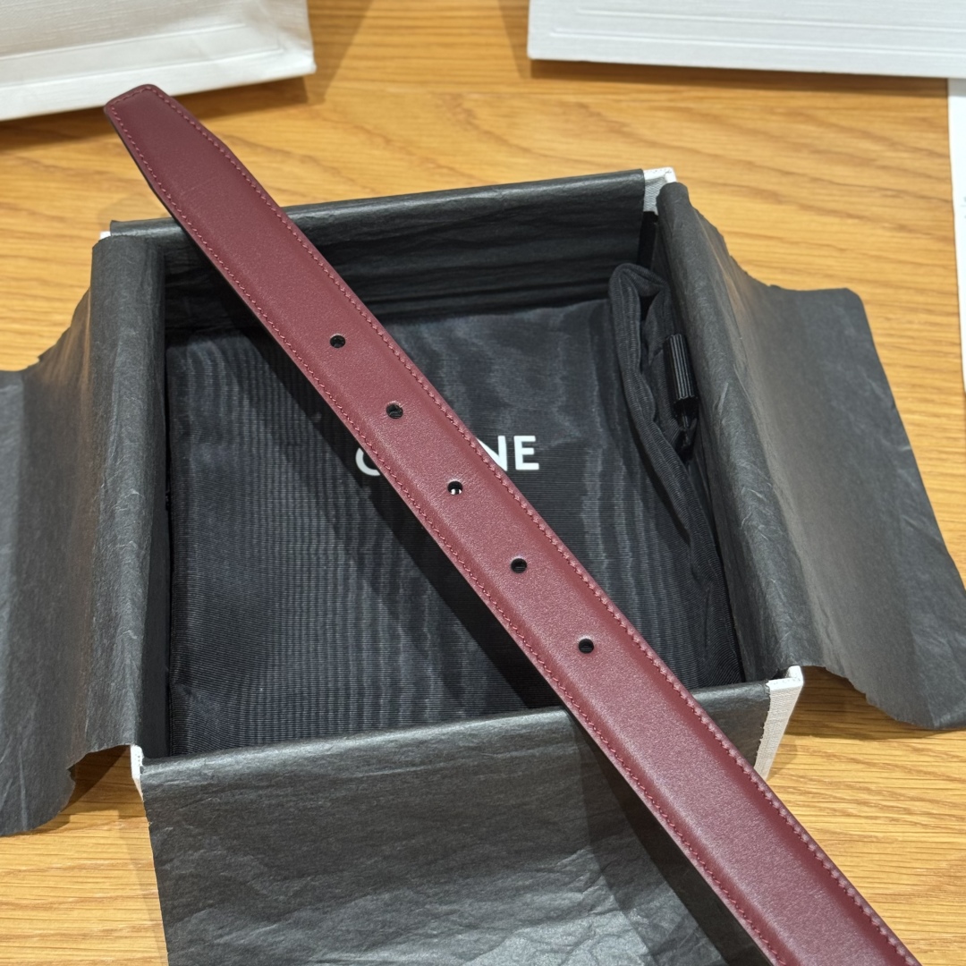 Celine TRIOMPHE Belt 25mm Reversible Burgundy/White, Adjustable & Detachable Buckle 8 cmp i1752926502347 9224 0 4