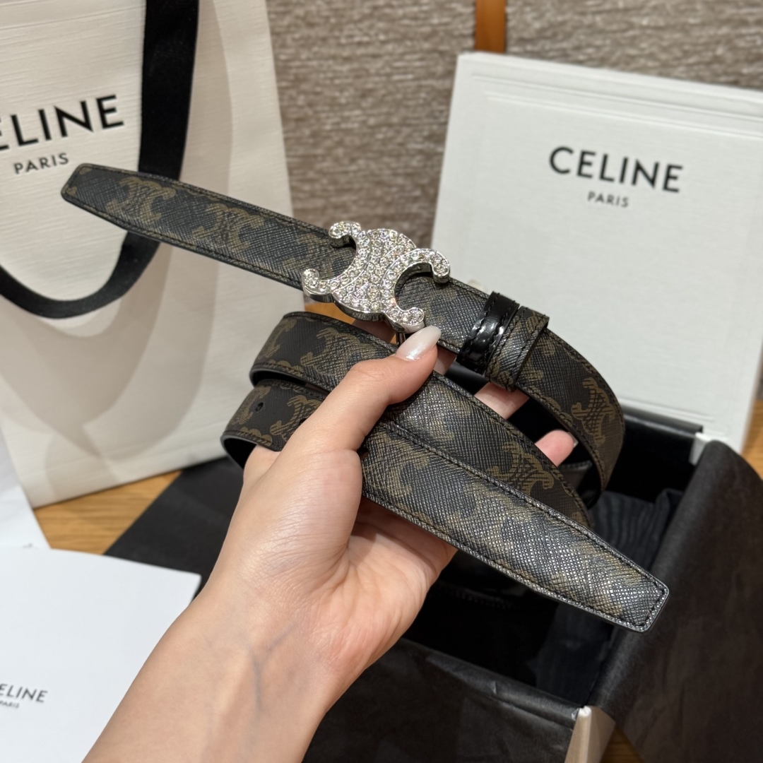 Celine Triomphe Buckle 25mm Reversible Belt in Taurillon Leather and Signature Print 3 cmp i1757573868384 2226 0 1