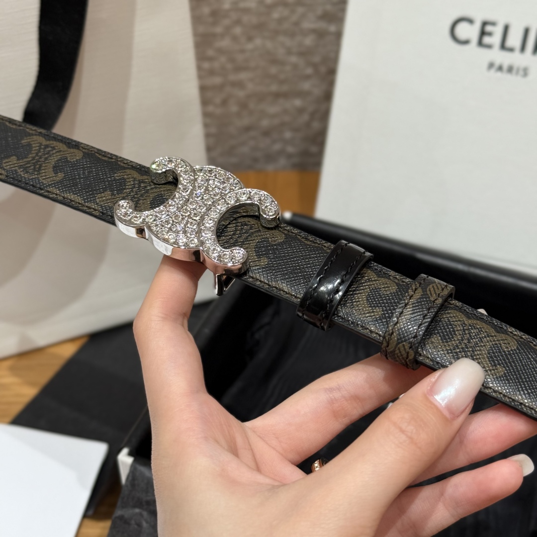 Celine Triomphe Buckle 25mm Reversible Belt in Taurillon Leather and Signature Print 7 cmp i1757573868389 1859 0 2