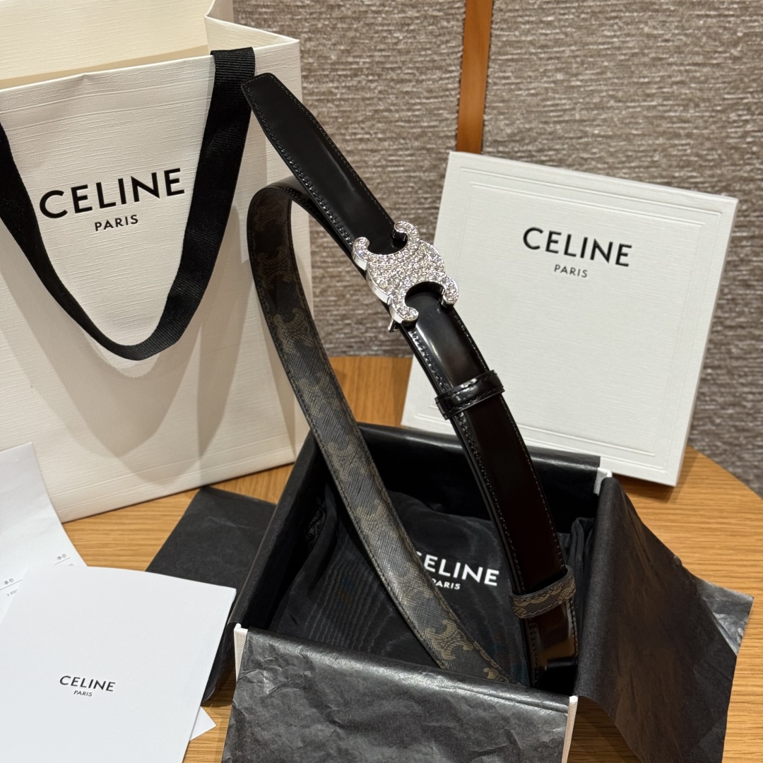 Celine Triomphe Buckle 25mm Reversible Belt in Taurillon Leather and Signature Print 6 cmp i1757573869650 8757 0 8