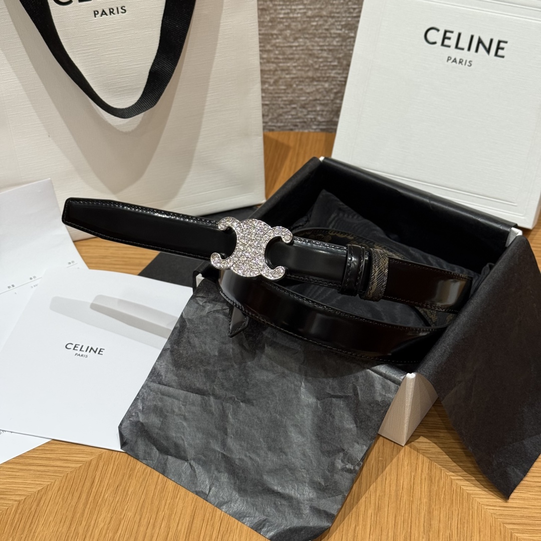 Celine Triomphe Buckle 25mm Reversible Belt in Taurillon Leather and Signature Print 4 cmp i1757573869651 5788 0 7