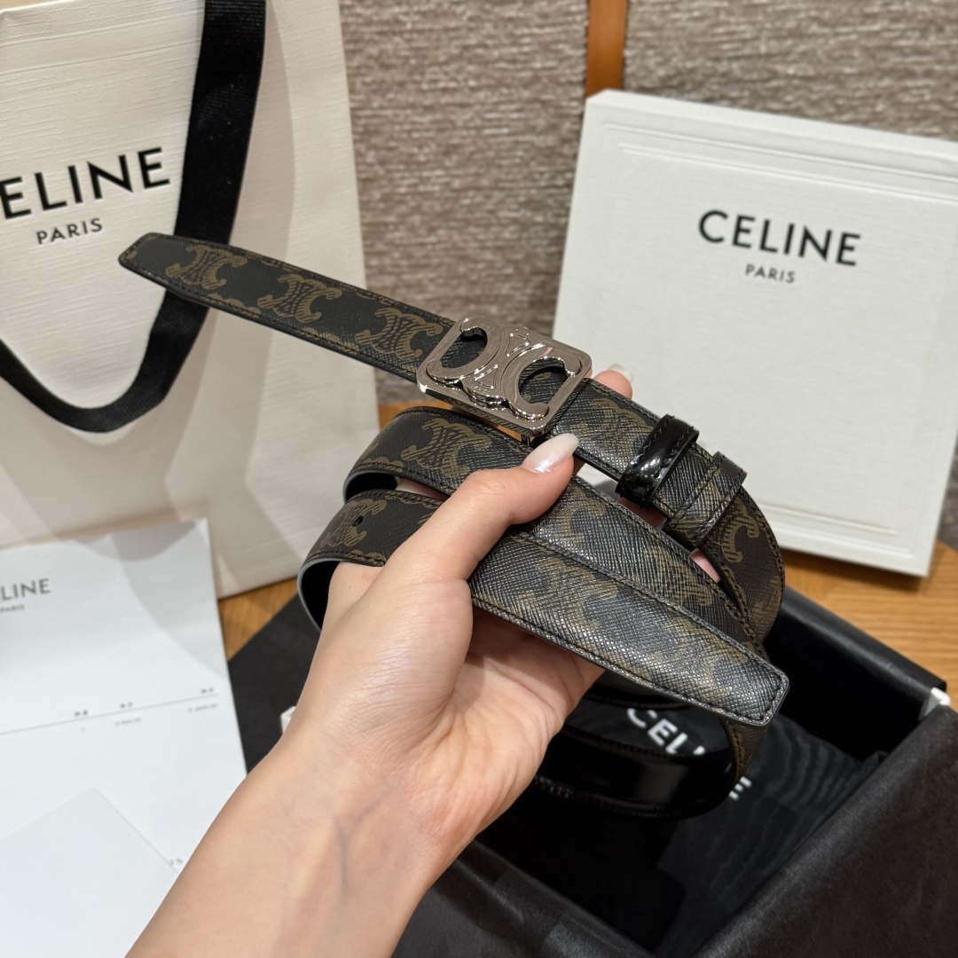 Celine Triomphe Buckle 25mm Reversible Belt in Taurillon Leather & Signature Print 3 cmp i1757573898026 1347 0 1