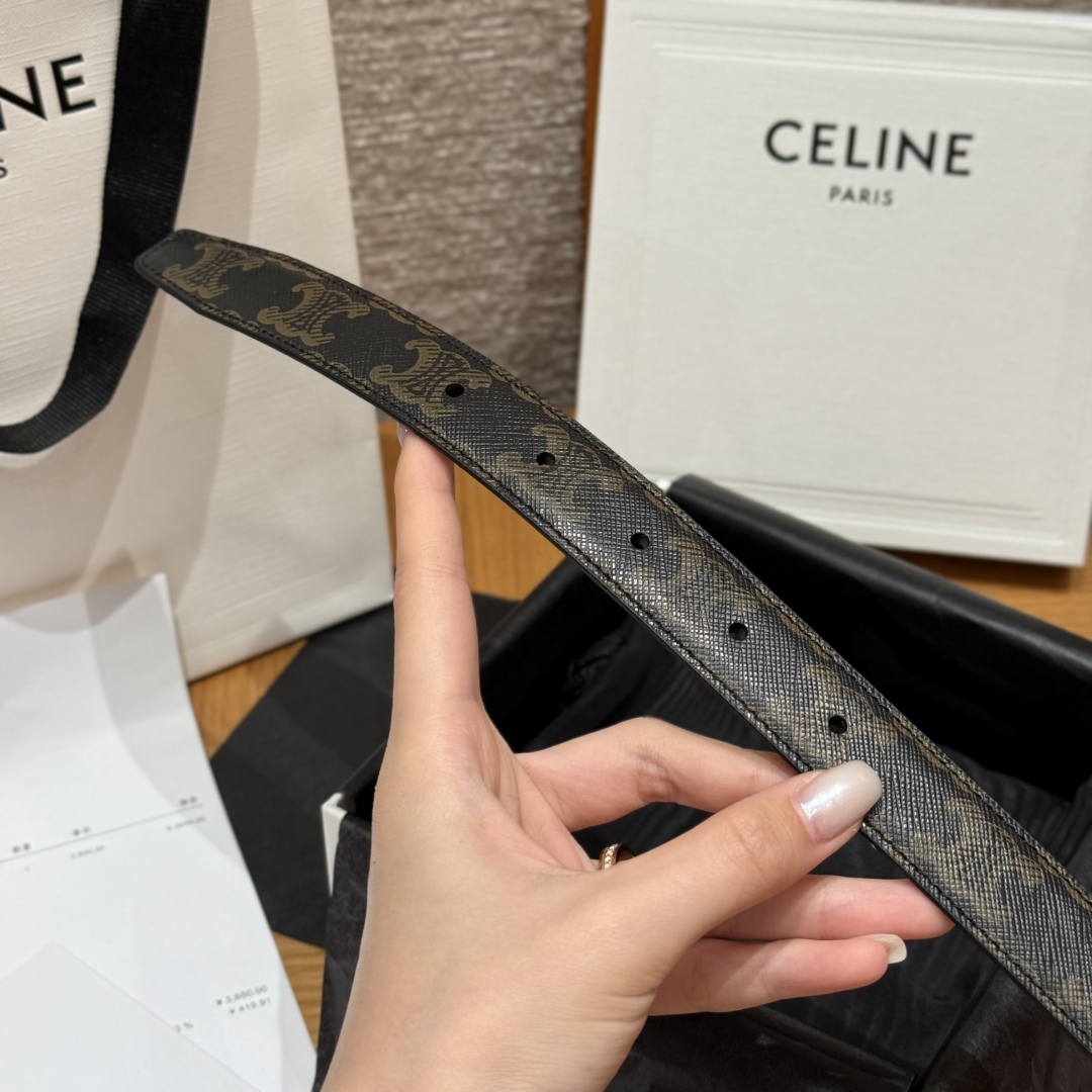 Celine Triomphe Buckle 25mm Reversible Belt in Taurillon Leather & Signature Print 8 cmp i1757573898524 5510 0 3