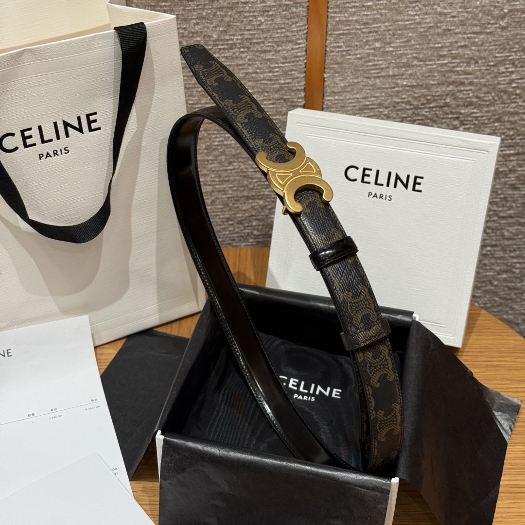 Celine Triomphe Buckle Reversible Belt In Taurillon Leather, 25 mm 4 cmp i1757573924626 8471 0 6