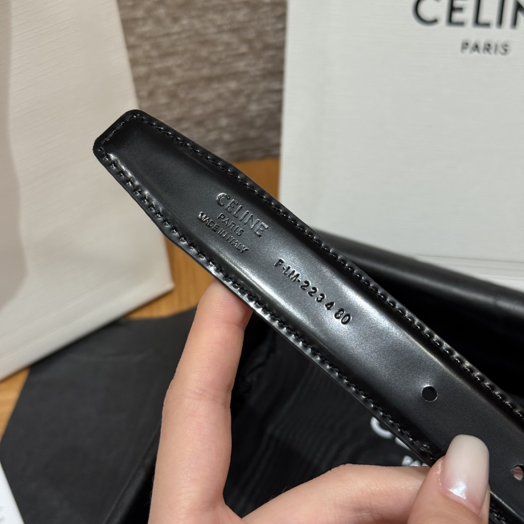 Celine Triomphe Buckle Reversible Belt In Taurillon Leather, 25 mm 9 cmp i1757573924684 441 0 4