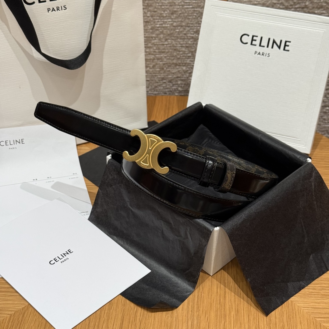 Celine Triomphe Buckle Reversible Belt In Taurillon Leather, 25 mm 3 cmp i1757573925175 1499 0 7
