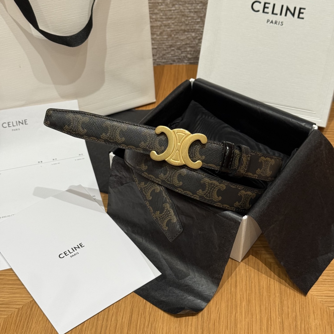 Celine Triomphe Buckle Reversible Belt In Taurillon Leather, 25 mm 1 cmp i1757573925184 7776 0 0