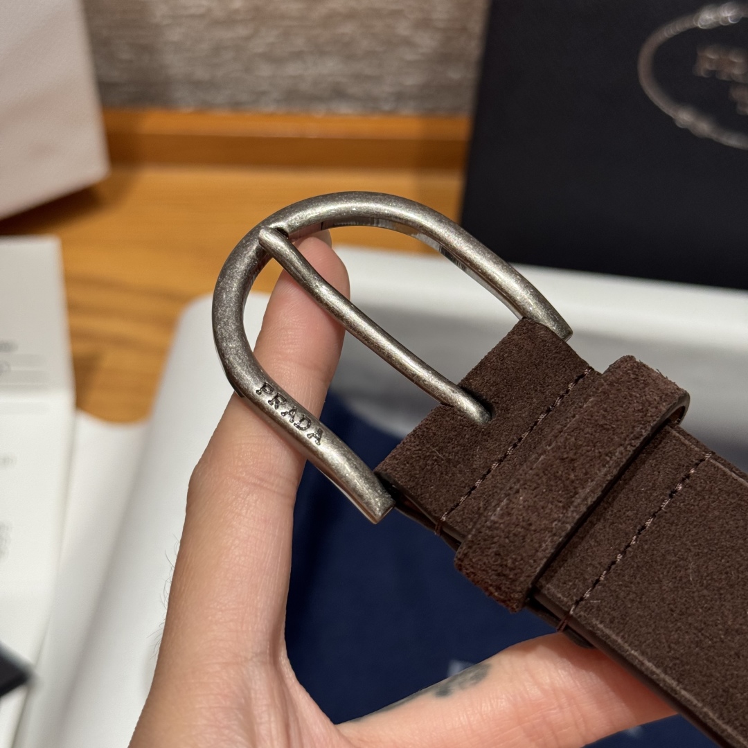 Prada Suede Leather Belt, 3.3cm Width, Retro Fashion Style for Women 6 cmp i1757574047568 930 0 2