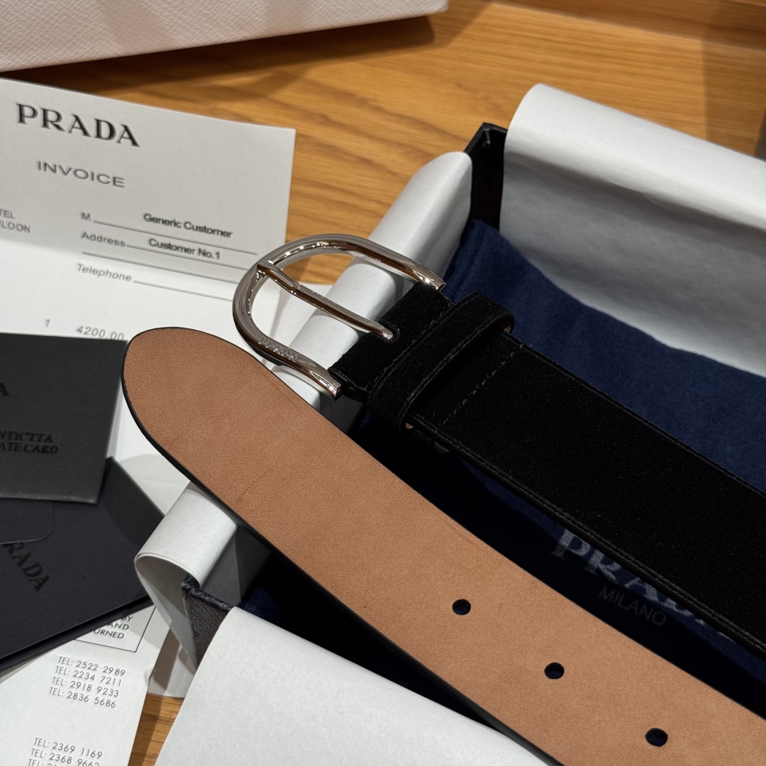 Prada Suede Leather Belt with Metal Buckle - Stylish & Versatile 6 cmp i1757574102188 1429 0 4