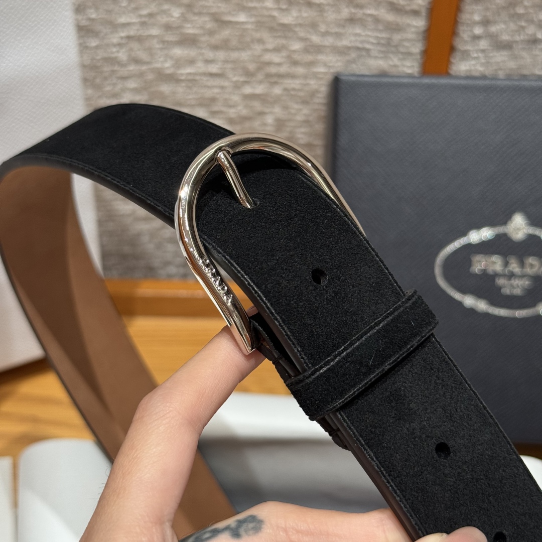 Prada Suede Leather Belt with Metal Buckle - Stylish & Versatile 5 cmp i1757574102199 3408 0 8