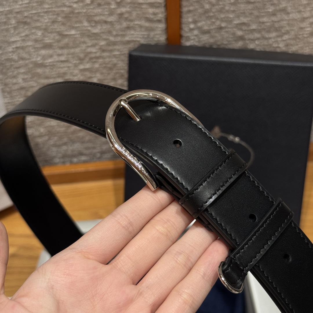 Prada Leather Belt with Palladium-Finish Buckle - Stylish & Durable, 3.5cm Width 6 cmp i1757574172793 8942 0 8