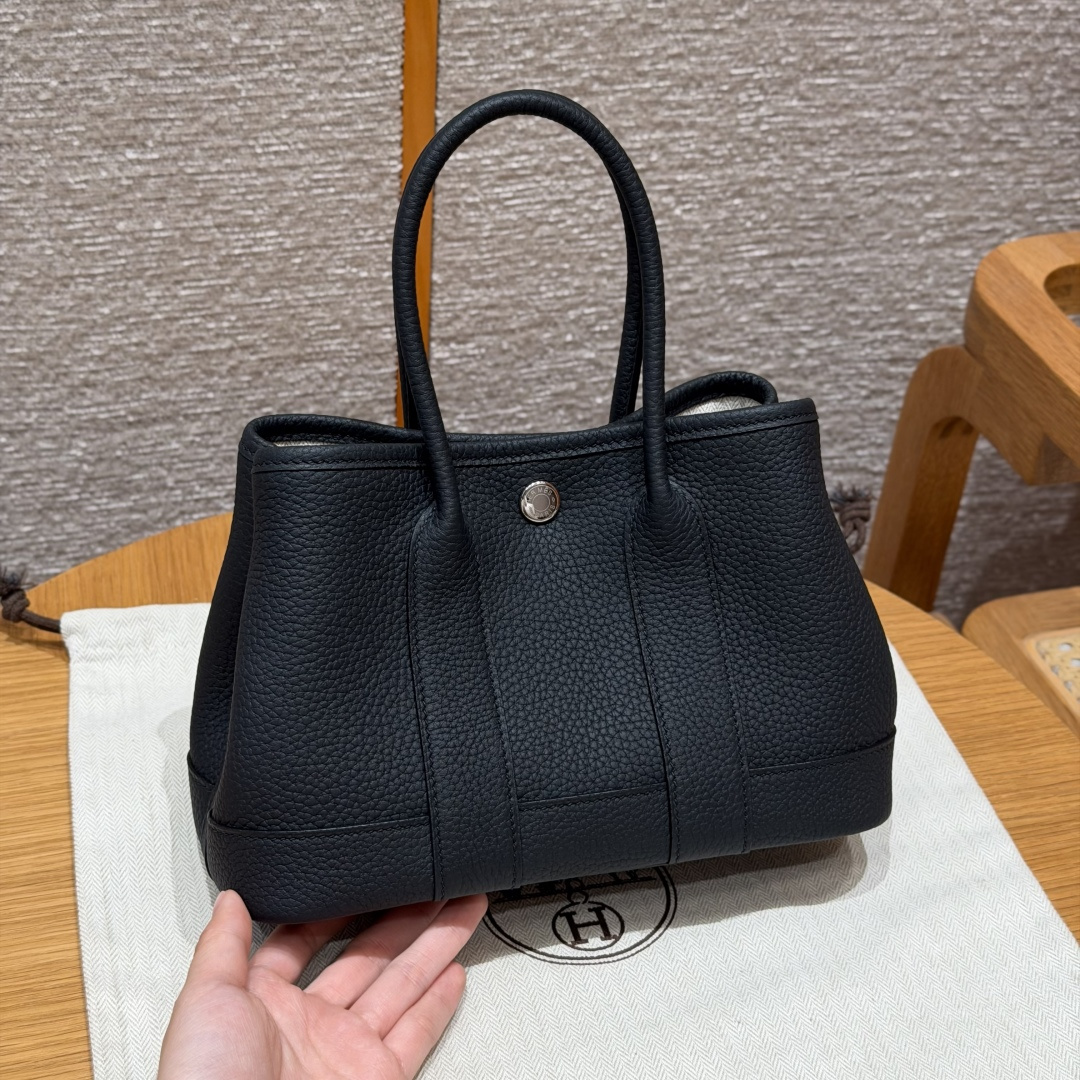 Garden Party 23 Black Calfskin Silver Hardware Handbag