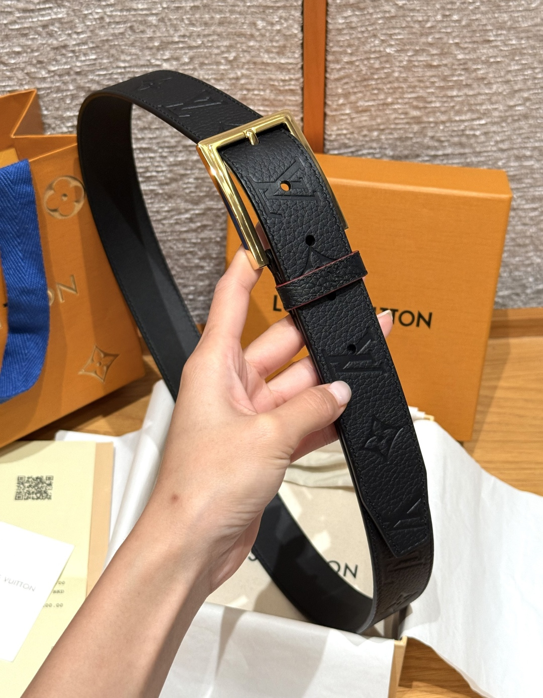 루이비통 모노그램 코팅 캔버스 가죽 벨트 상세 이미지 3